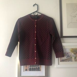 Polka dot cropped knit cardigan